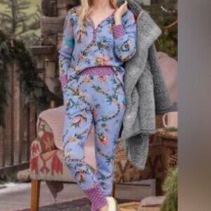 Sundance Woman's Garden Tapestry Waffle-Knit Lounge-Wear Pajama Set Sz LR